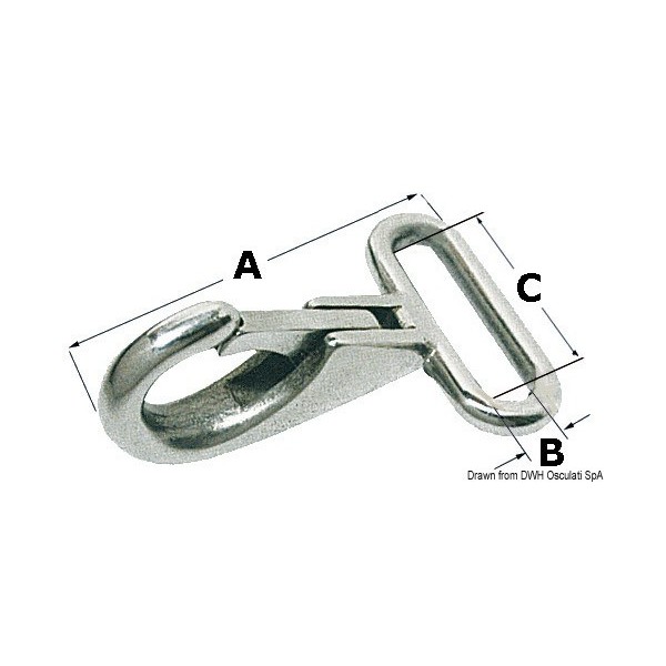 Moschettone in AISI 316 per reggia 48x25 mm - N°1 - comptoirnautique.com