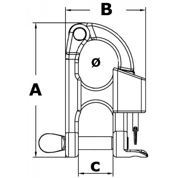 Mosquetão para esqui aquático de 59,5 mm - N°3 - comptoirnautique.com