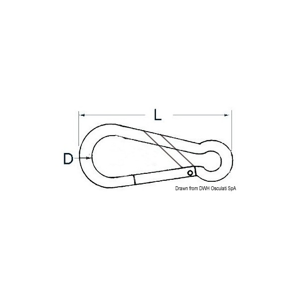 Moschettone asimmetrico in AISI 316 120 mm - N°2 - comptoirnautique.com