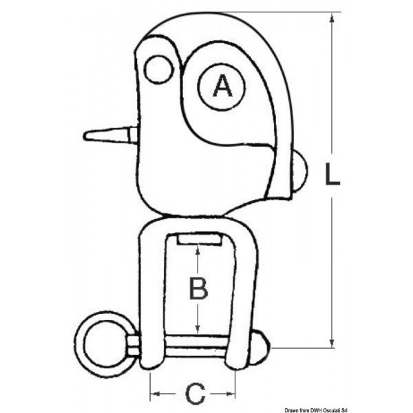 Mosquetón de grillete giratorio para spi AISI 316 70 mm - N°2 - comptoirnautique.com