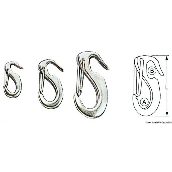 Moschettone in acciaio inox da 50 mm - N°1 - comptoirnautique.com