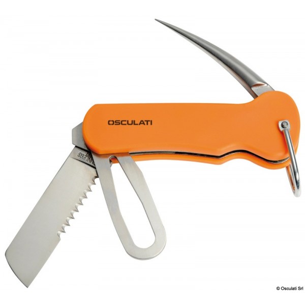 Segelmesser aus Edelstahl mit orangefarbenem Kunststoffgriff - N°2 - comptoirnautique.com 