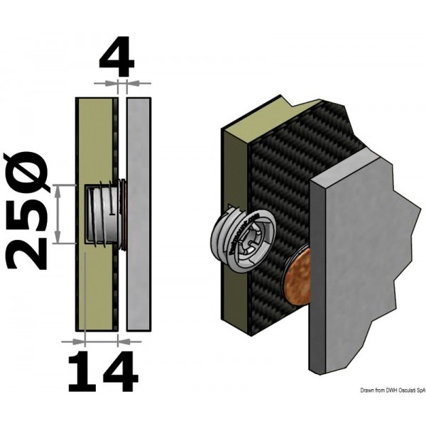 Inserto a vite Fastmount LP-DF8  - N°2 - comptoirnautique.com