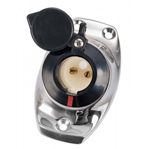 Base da incasso angolare in acciaio inox con 2 contatti neri - N°1 - comptoirnautique.com