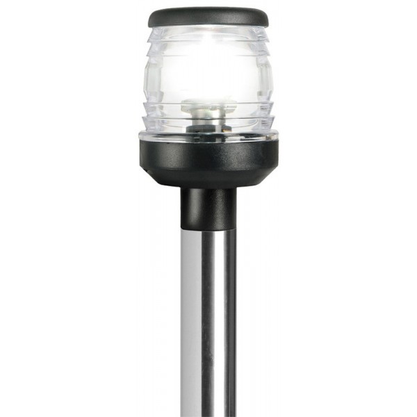 100 cm stainless steel light pole with black plastic beacon - N°1 - comptoirnautique.com