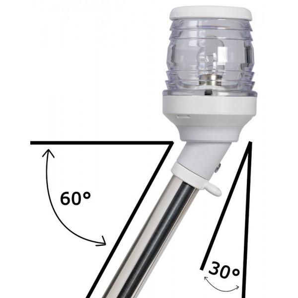 Hampe lumineuse LED extractible blanc feu 30° en axe 60 cm - N°1 - comptoirnautique.com