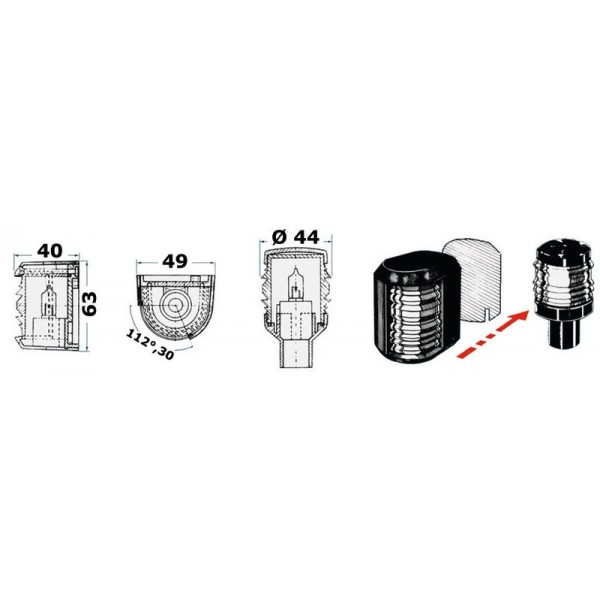 Porta 112,5° Luce di navigazione Utility 88, nera - N°2 - comptoirnautique.com