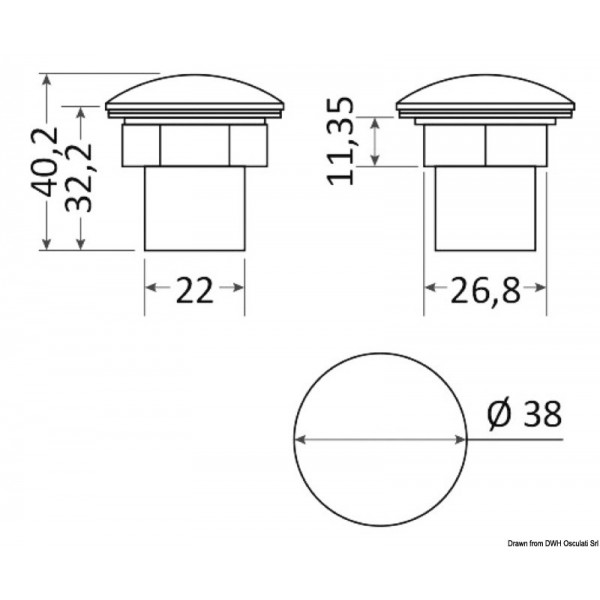 Höflichkeitslicht Polycarbonat transp. LED blau - N°1 - comptoirnautique.com 