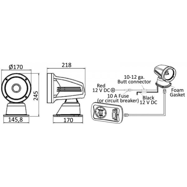 One LED 12 V electric spotlight - N°3 - comptoirnautique.com