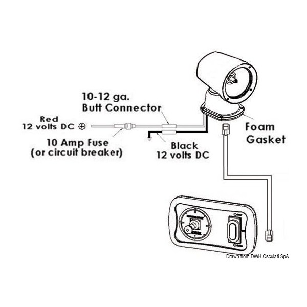 Spot à commande électrique en inox 12 V  - N°3 - comptoirnautique.com 