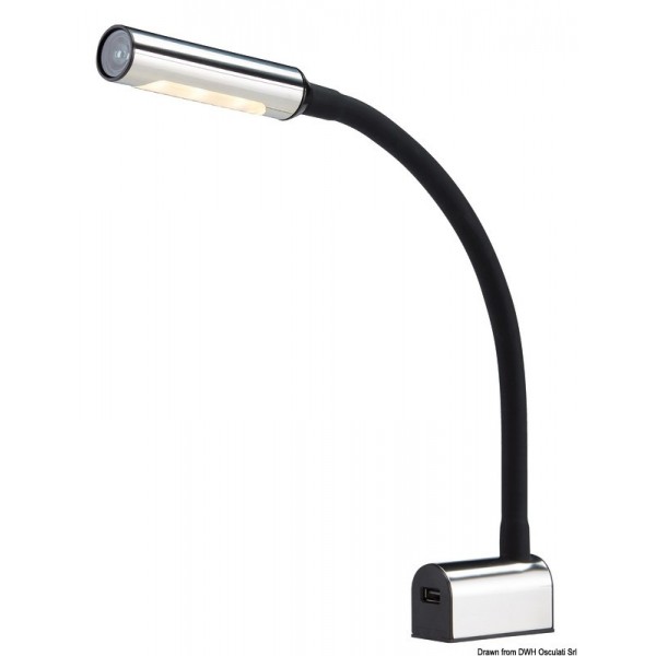 Luz de leitura LED articulada em aço inoxidável e silicone preto - N°1 - comptoirnautique.com 