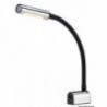 Luce di lettura LED articolata in acciaio inox e silicone nero