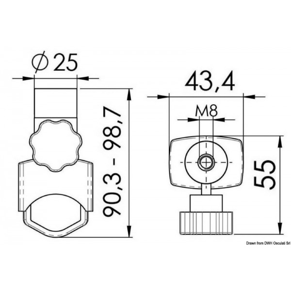 Base de fixação para projectores 22/25 mm - N°2 - comptoirnautique.com