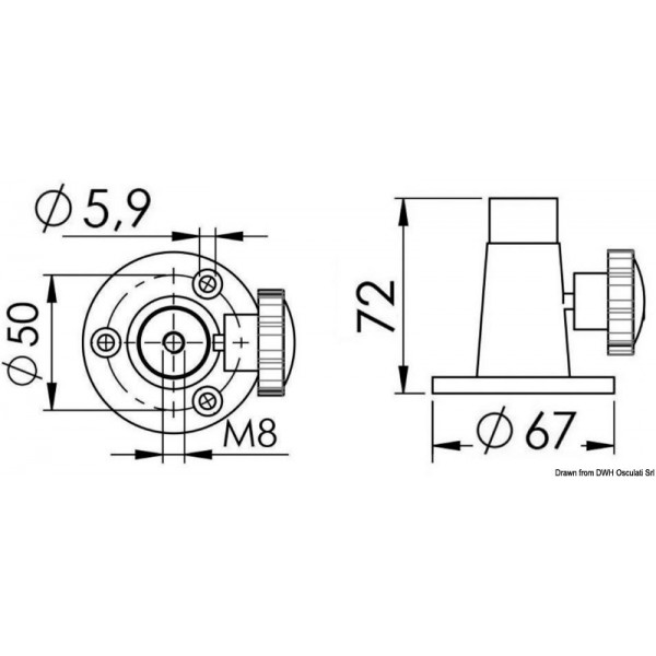 Base de fixation p. projecteurs fixation sur plan  - N°2 - comptoirnautique.com