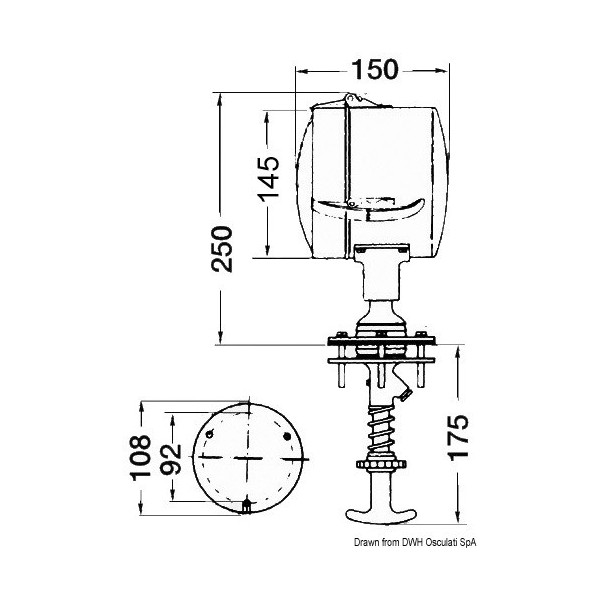 DHR 12 V 145 mm swivel indoor spotlight - N°1 - comptoirnautique.com