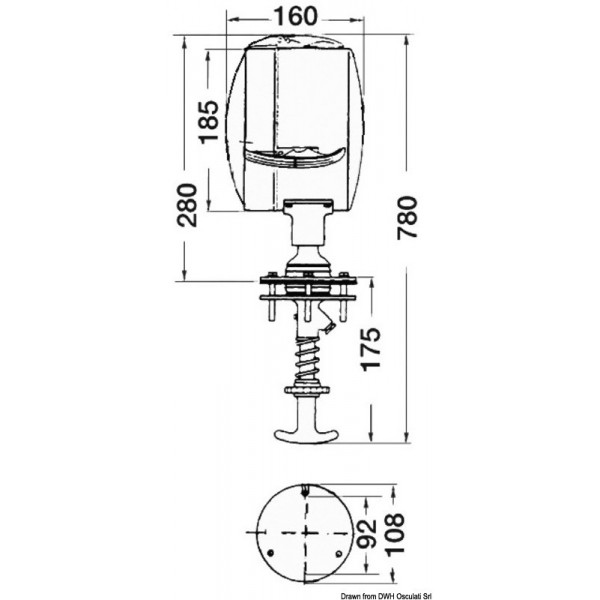 Projecteur orientable l'intérieur DHR 12 V 185 mm  - N°2 - comptoirnautique.com