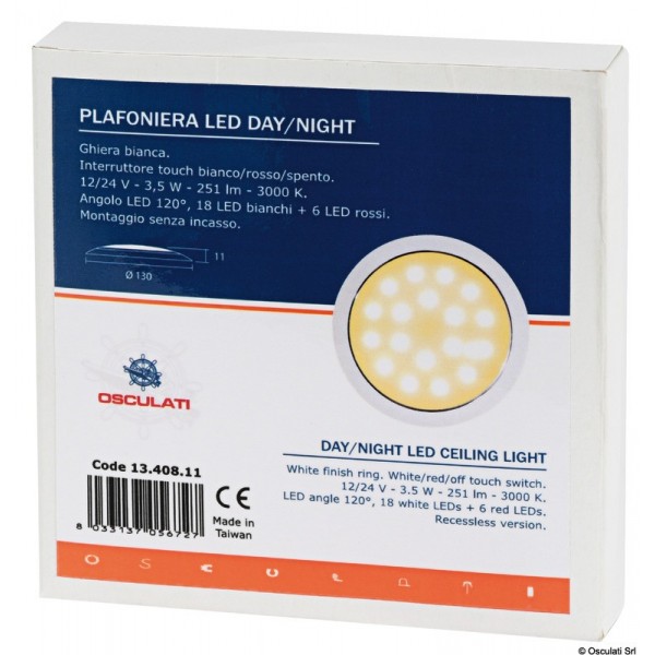 Plafón LED empotrable día/noche blanco/acero inoxidable - N°4 - comptoirnautique.com