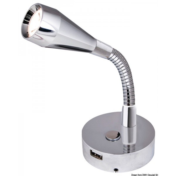 Faretto LED snodato BATSYSTEM Leia lucido 12V 3W - N°1 - comptoirnautique.com