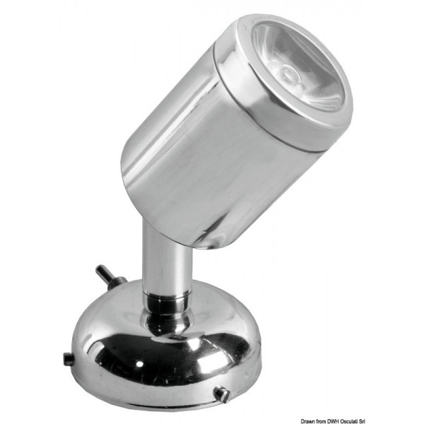 Foco articulado de acero inoxidable pulido 1 x 3 W HD - N°1 - comptoirnautique.com