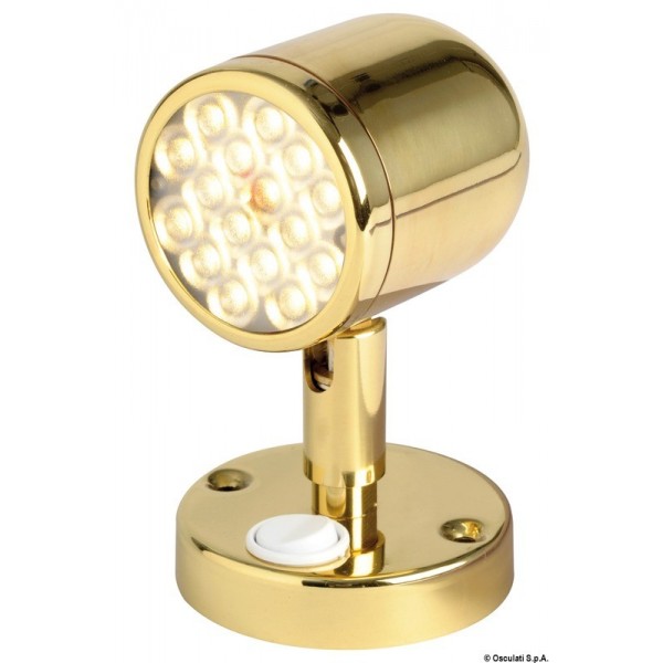 Polished brass articulated spotlight with switch - N°1 - comptoirnautique.com