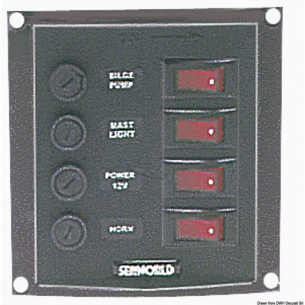 Tableau électrique vertical avec 4 interrupteurs  - N°1 - comptoirnautique.com 
