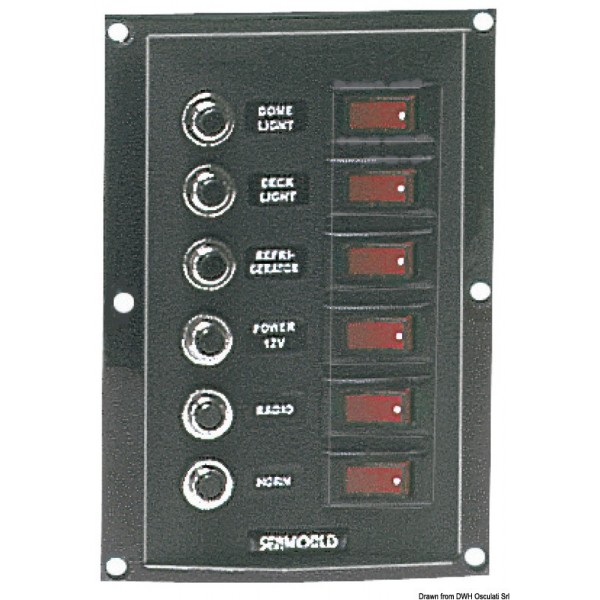 Quadro elétrico vertical 6 interruptores 6 fusíveis - N°1 - comptoirnautique.com 