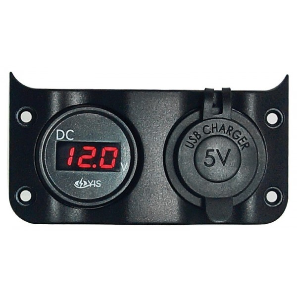 Voltmètre 3/30 V   prise USB double  - N°2 - comptoirnautique.com 