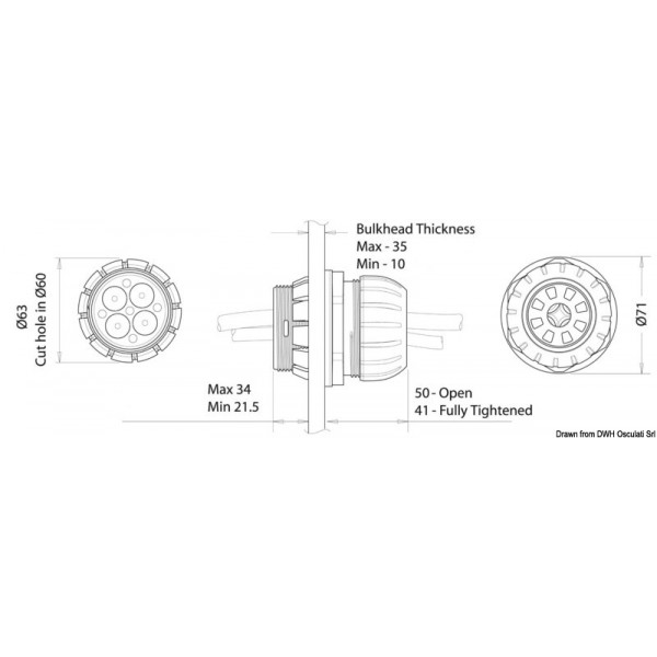 Passa-scafo fino a 10 cavi max 7 mm  - N°4 - comptoirnautique.com