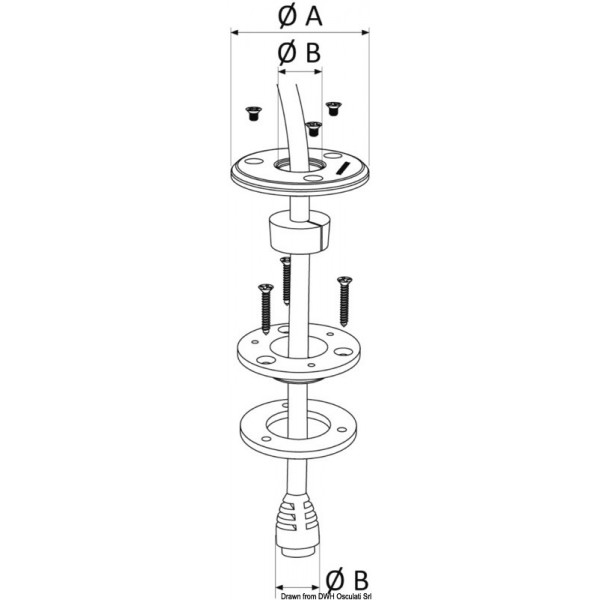 Low Profile Ø 2/8 mm stainless steel cable gland - N°2 - comptoirnautique.com