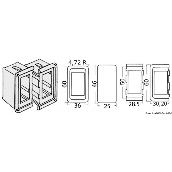 Plaque plastique p. interrupteur borne centrale  - N°1 - comptoirnautique.com