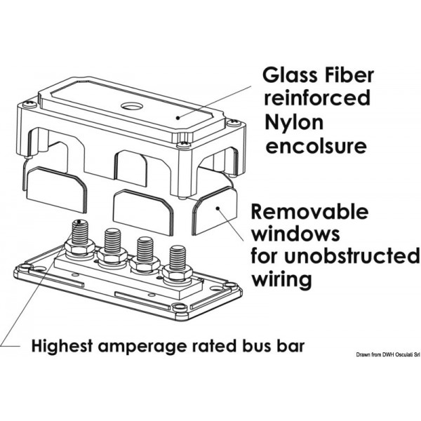 Caixa de ligações Bus-Bar Heavy Duty 4 x 10 mm - N°2 - comptoirnautique.com