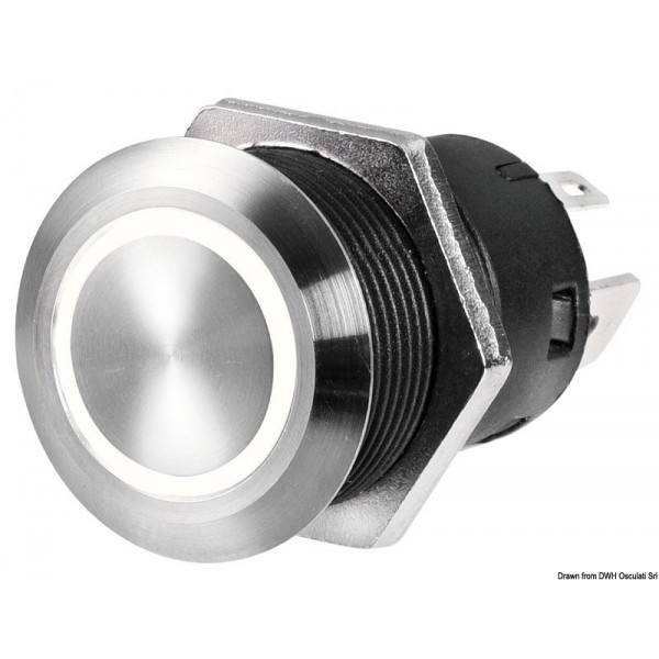 Acciaio inox FLAT ON-OFF Interruttore rosso 12 V  - N°1 - comptoirnautique.com