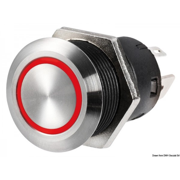 Acciaio inox FLAT ON-OFF Interruttore rosso 12 V  - N°2 - comptoirnautique.com