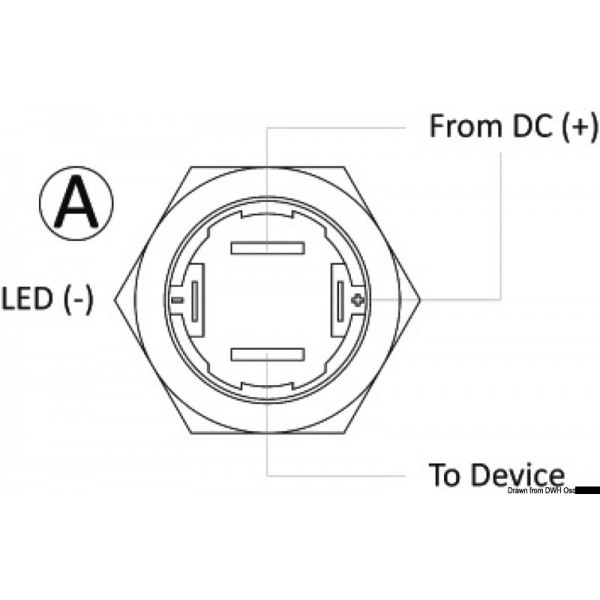 Acciaio inox FLAT ON-OFF Interruttore rosso 12 V  - N°4 - comptoirnautique.com