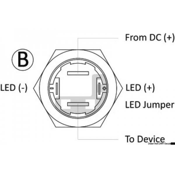 Interruttore piatto in acciaio inox (ON)-OFF 12 V bianco  - N°5 - comptoirnautique.com