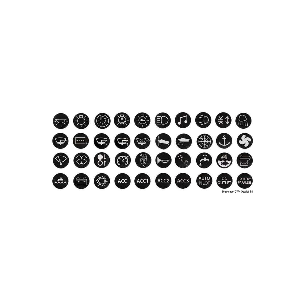 Sticker Osc Osculati Set of 40 vandal-proof switch stickers OSC-14.215.25 ...