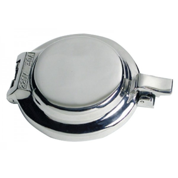 Round stainless steel socket 30 A 220 V - N°1 - comptoirnautique.com