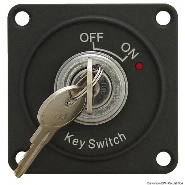 Interrupteur ON-OFF avec clé et témoin LED  - N°1 - comptoirnautique.com 