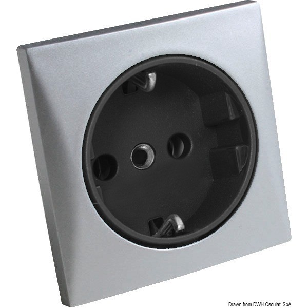 AC 220V presa Schuko in nichel satinato - N°1 - comptoirnautique.com