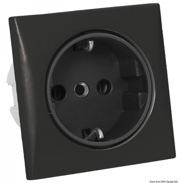 Presa Schuko 220V AC, finitura nera satinata - N°1 - comptoirnautique.com