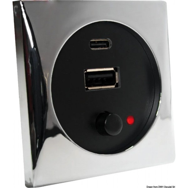 Chrome-plated 5 V USB socket - N°1 - comptoirnautique.com