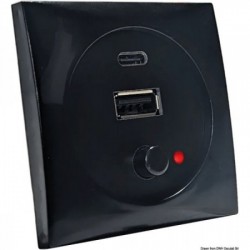 Black 12/24 V USB socket