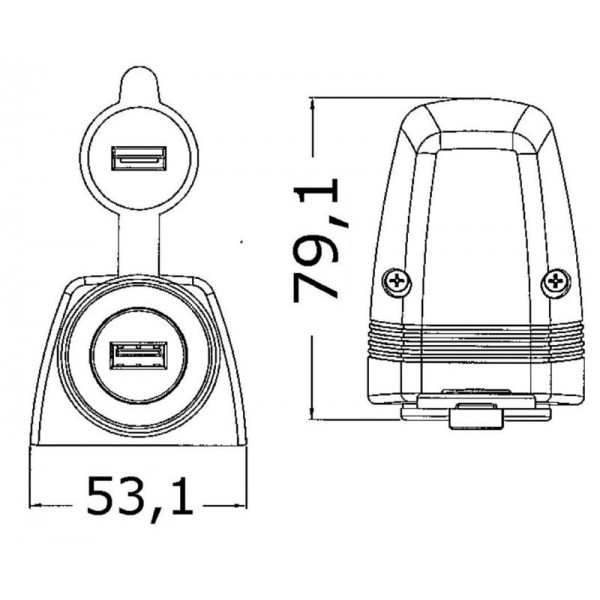 Presa USB + carenatura f. montaggio in superficie - N°2 - comptoirnautique.com