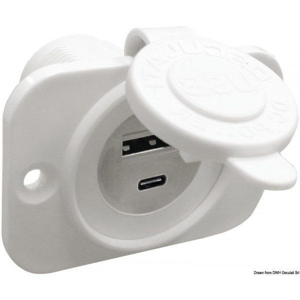Presa USB Tipo-A + Tipo-C bianco - N°1 - comptoirnautique.com