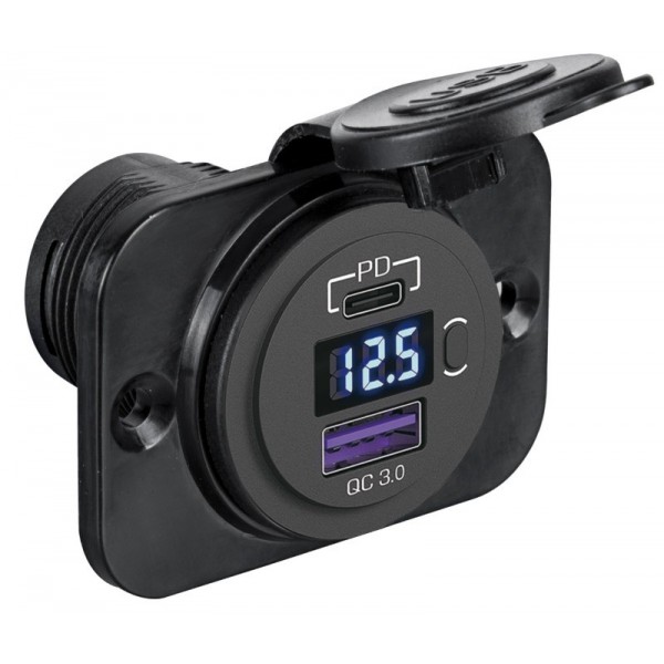 Voltmetro digitale + doppia presa USB tipo A C - N°1 - comptoirnautique.com