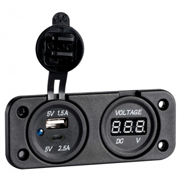 Voltmetro digitale doppio da incasso USB Tipo A C - N°1 - comptoirnautique.com