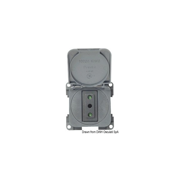Dark gray two-pole socket outlet - N°1 - comptoirnautique.com 