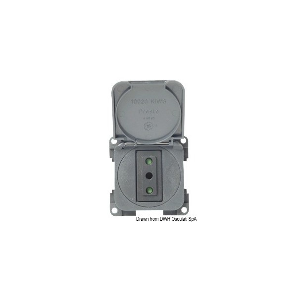 Dark gray two-pole socket outlet - N°1 - comptoirnautique.com