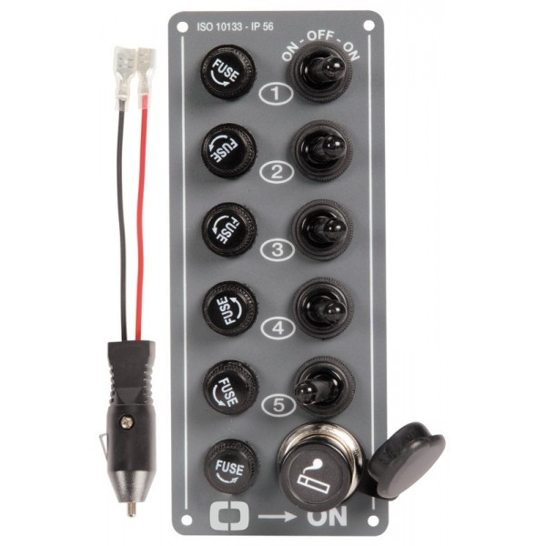 Electrical panel with 5 cigarette-lighter switches - N°1 - comptoirnautique.com