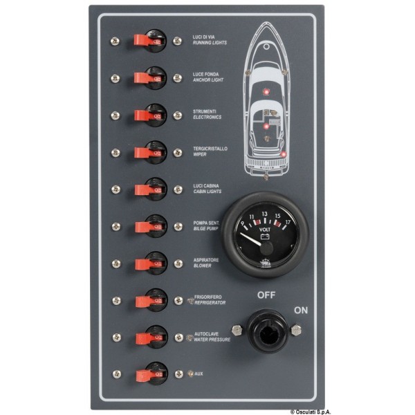 Tableau électrique 10 interrupteurs magnétotherm.  - N°1 - comptoirnautique.com 